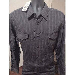 New Kenneth Cole Select Button Up Shirt Men's XL Long Sleeve Gray Cotton Casual